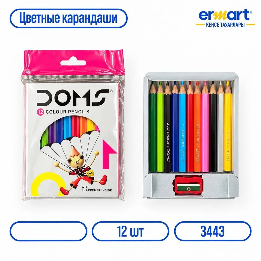 Карандаши цветные 12цв маленький DOMS